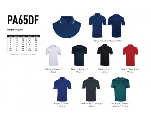 Drifit Tipped Collar & Cuff Polo Microfibre 170gsm PA65DF