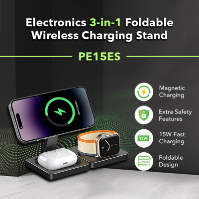 Electronics 3-in-1 Foldable Wireless Charging Stand PE15ES