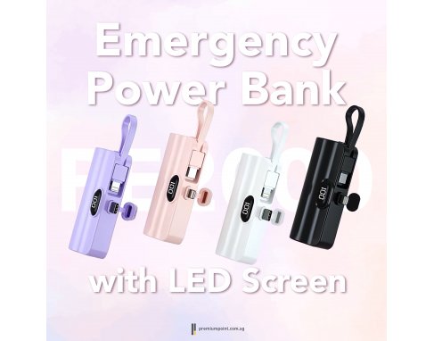 Emergency Power Bank with LED Screen & Phone Stand-5000mAh PE2000